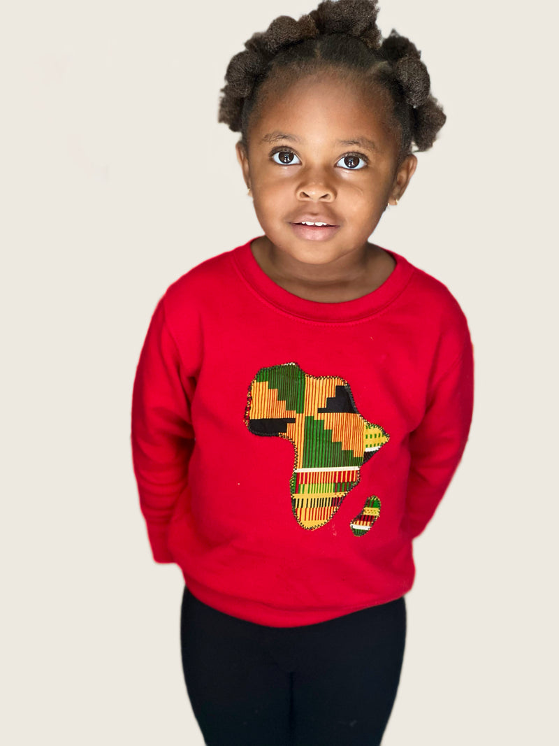 Tots Africa Map Sweatshirt- Red