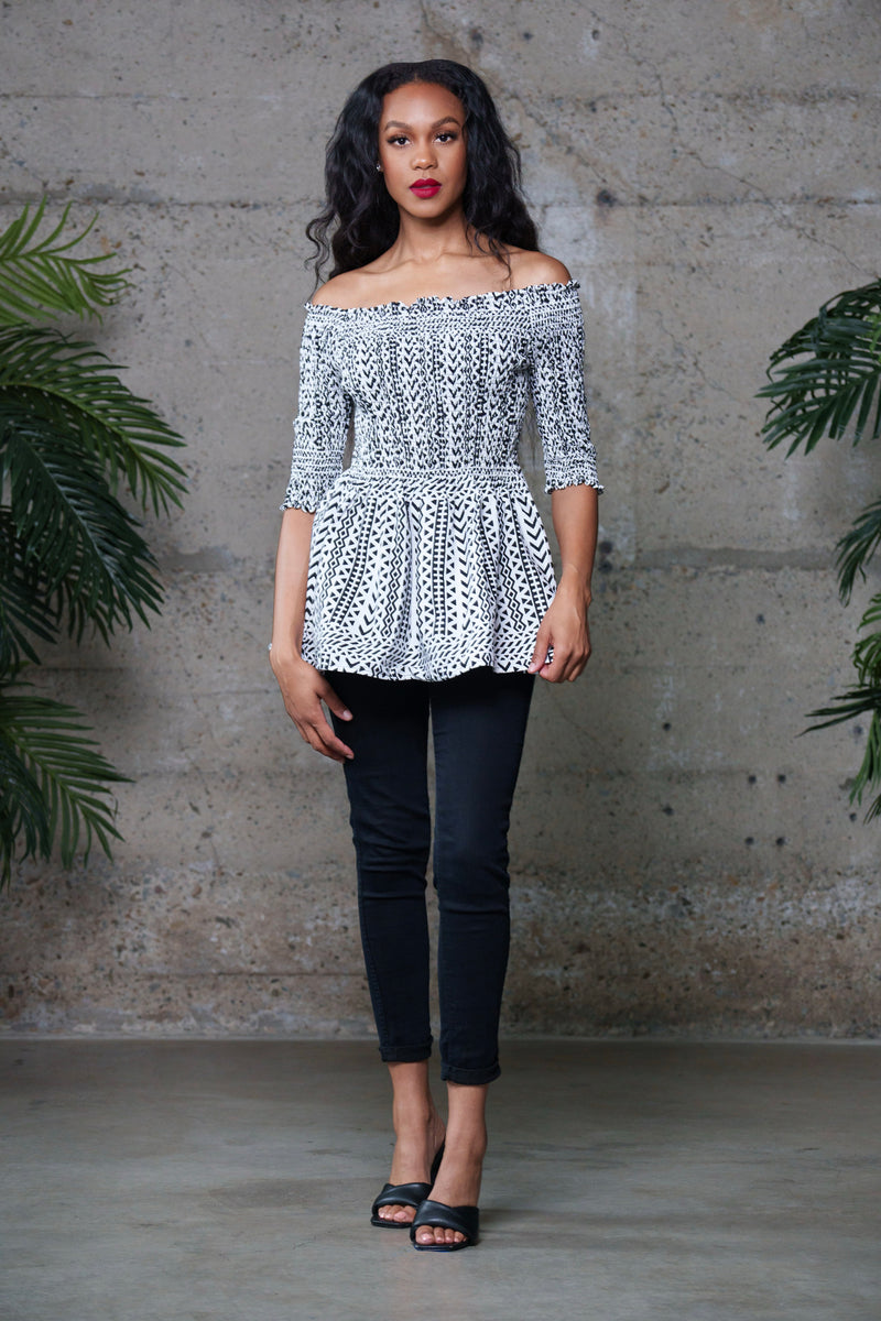 Sundiata Stretch Peplum Blouse