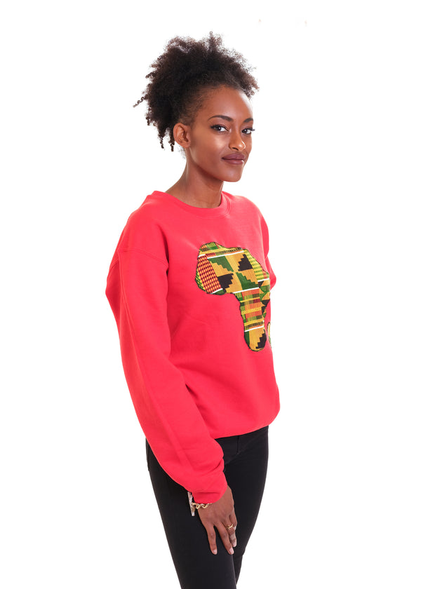 Red Africa Map Kente Sweatshirt