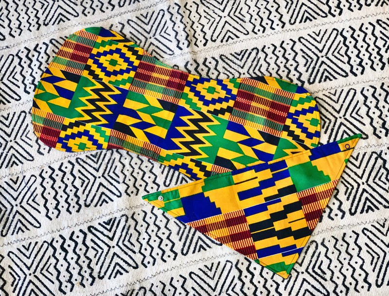 Yellow Kente Bib and Burp Cloth