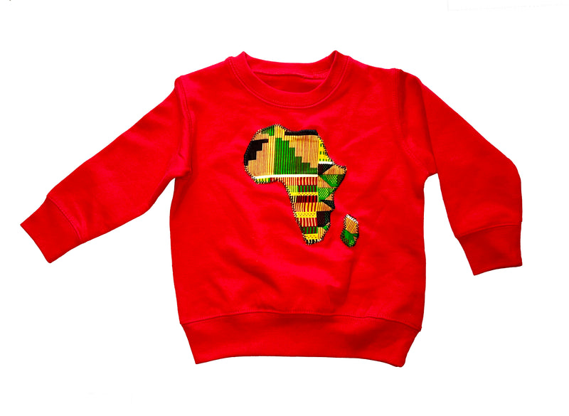 Tots Africa Map Sweatshirt- Red