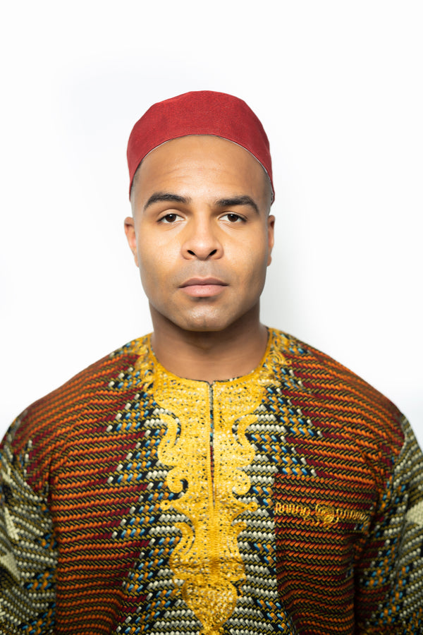 Wine Aso Oke Kufi