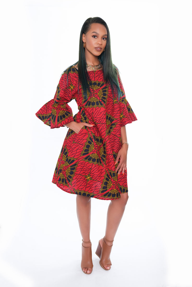 Adeola Bell Sleeve Maternity Dress