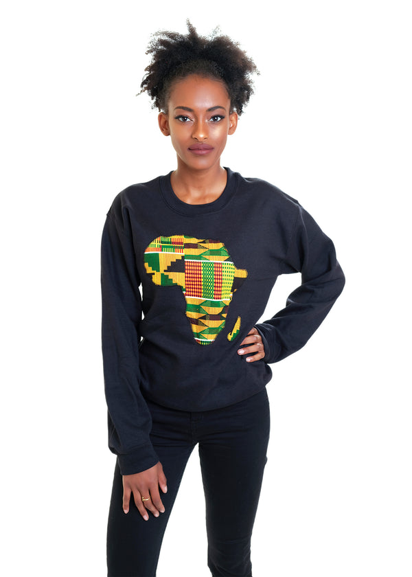 Black Africa Map Kente Sweatshirt