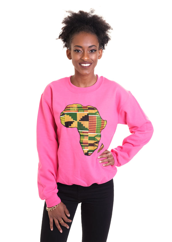Pink Africa Map Kente Sweatshirt