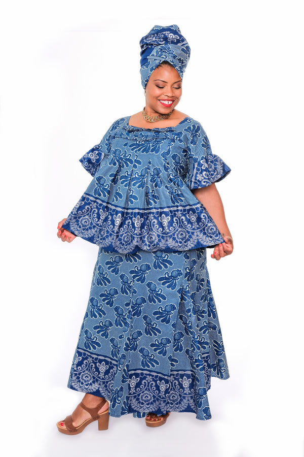 Taiwo Wrap Skirt and Blouse