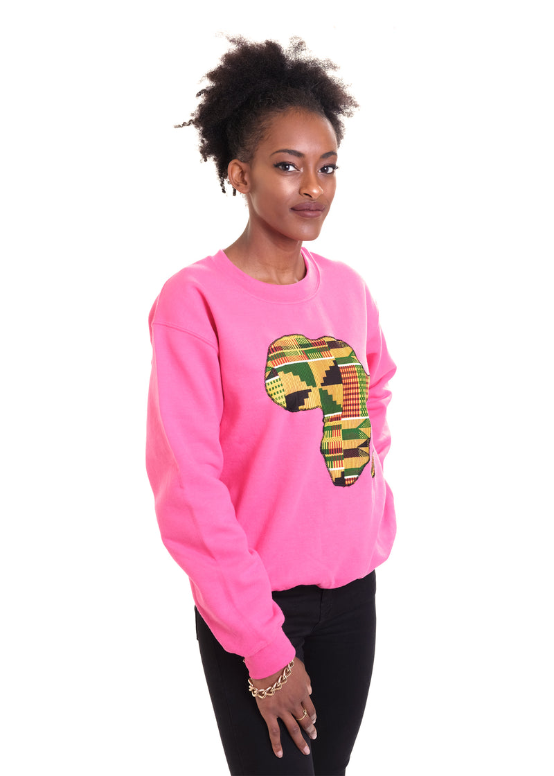 Pink Africa Map Kente Sweatshirt